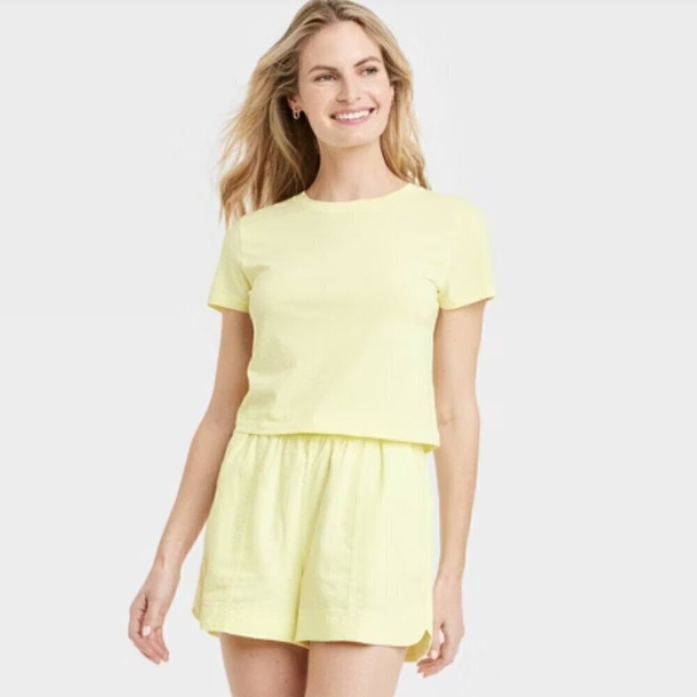 Universal Thread Neon Yellow Shrunken Crop‎ Boxy T-Shirt S